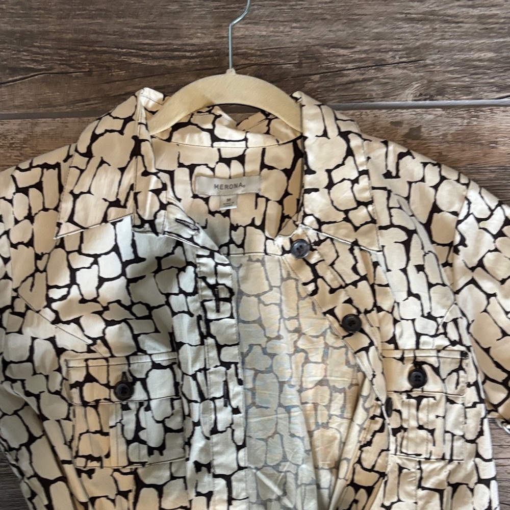 Merona Black and Cream Abstract Crackle Button-Up Shirt